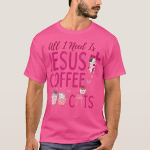 Camiseta Só Preciso De Jesus Café E Gatos De Funno Cristão.