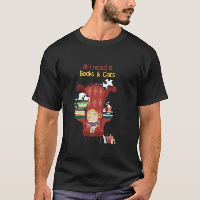 Camiseta Só Preciso De Livros E Gatos Roupa (Frente)