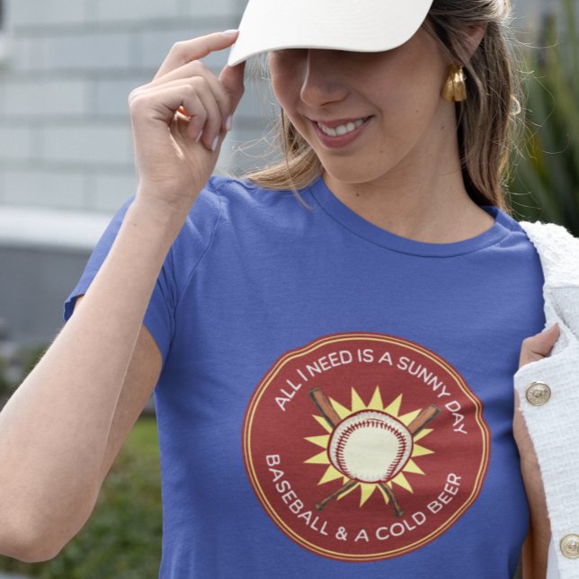 Camiseta Só preciso de um dia ensolarado, beisebol, cerveja (Criador carregado)