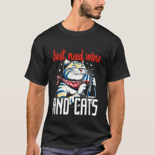 Camiseta Só Preciso de Vinho e Gatos Fantasioso Álcool e Fe