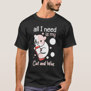 Camiseta Só Preciso De Vinho E Meu Gato