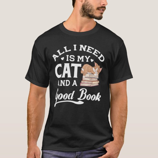 Camiseta Só Preciso Do Meu Gato E De Um Bom Livro (Frente)
