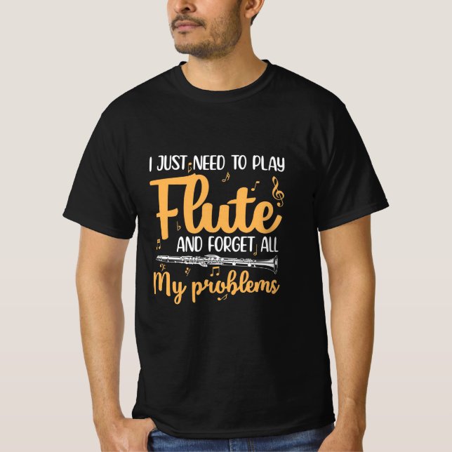 Camiseta Só Preciso Jogar Flauta. (Frente)