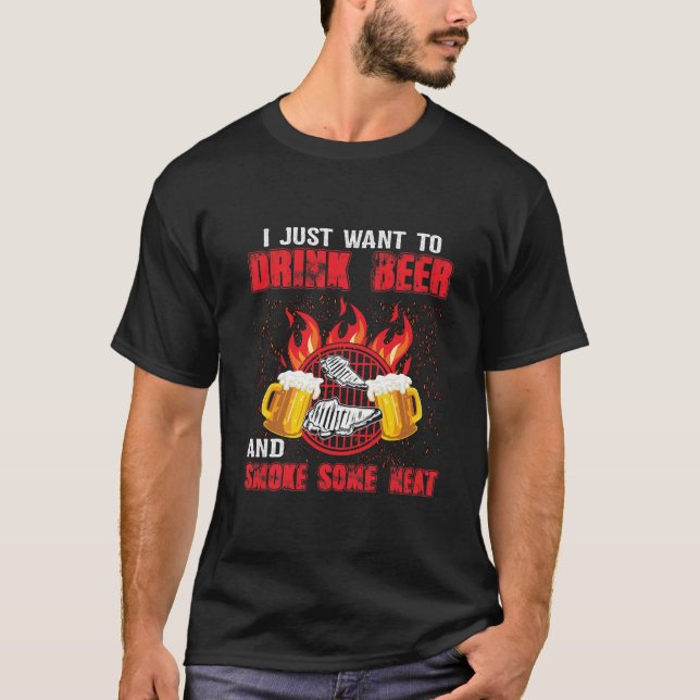 Camiseta Só Quero Beber Cerveja E Fumar Carne (Frente)