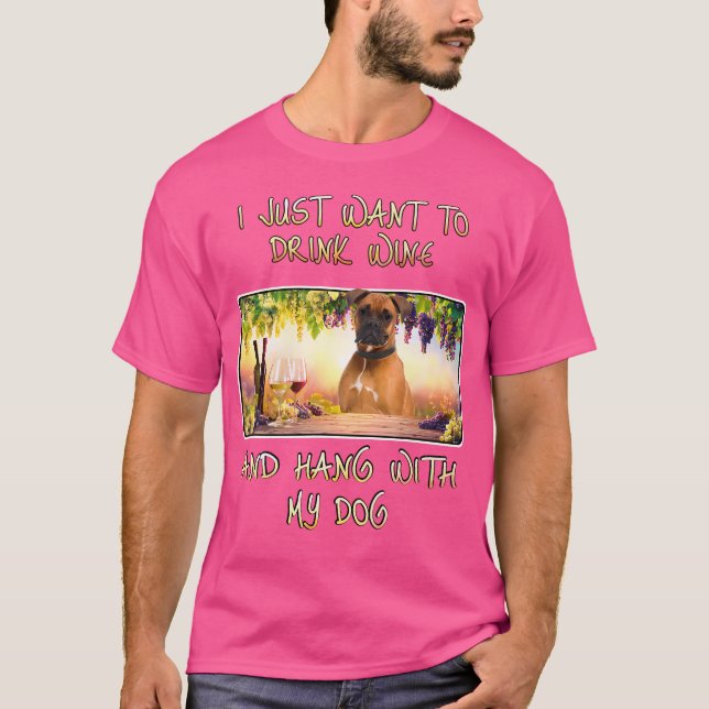 Camiseta Só Quero Beber Vinho Pendrando Com Boxer (Frente)