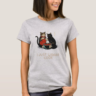 CAMISETA SÓ QUERO COZINHAR GATOS E COZINHAR