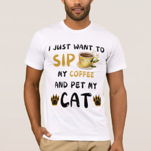 Camiseta Só Quero Fazer Café E Comer Café De Gato