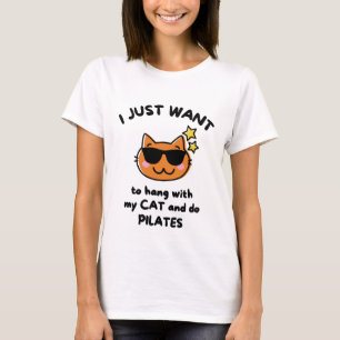Camiseta Só quero ficar com meu gato e fazer pilates.