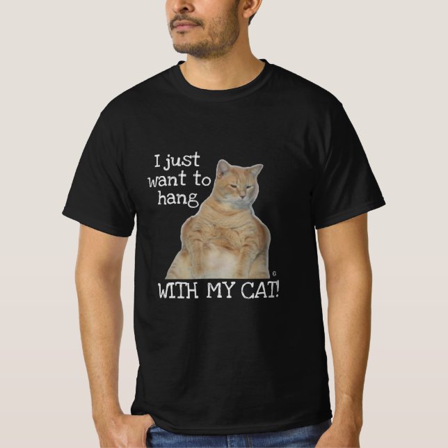 Camiseta Só quero ficar com o meu gato! Manx Cat (Frente)