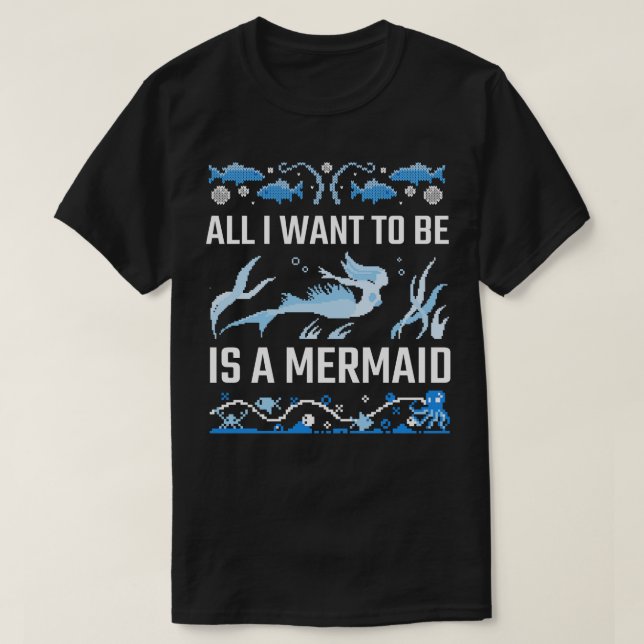 Camiseta Só Quero Ser Uma Sereia De Natal Útil (Frente do Design)