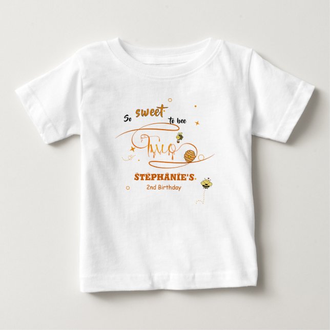 Camiseta So Sweet To Bee Two Cute Honey Bee 2nd Birthday (Frente)