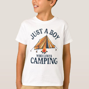 Camiseta Só um garoto que ama acampar