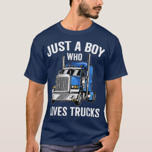 Camiseta Só um garoto que ama caminhões crianças Semi camin