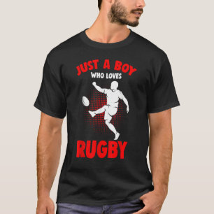 Camiseta Só um garoto que ama crianças jogadoras de rugby