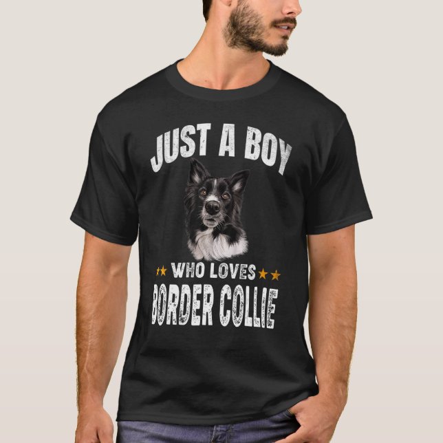 Camiseta Só um garoto que ama o Bordo Collie Dog Puppy (Frente)