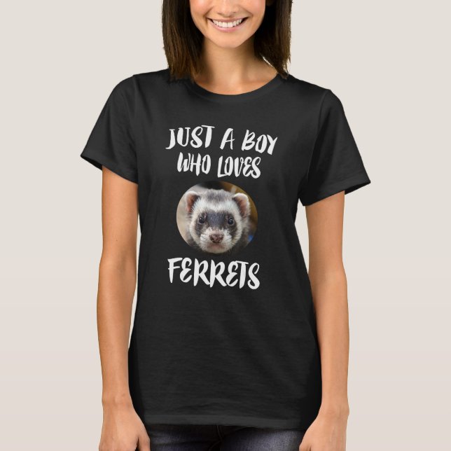 Camiseta Só um garoto que ama o presente de Ferret (Frente)