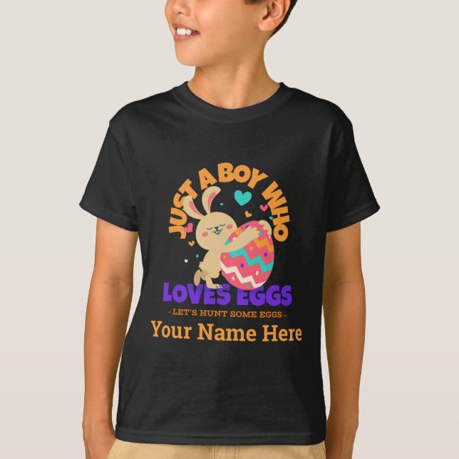 Camiseta Só um garoto que ama ovos Páscoa engraçada (Frente)