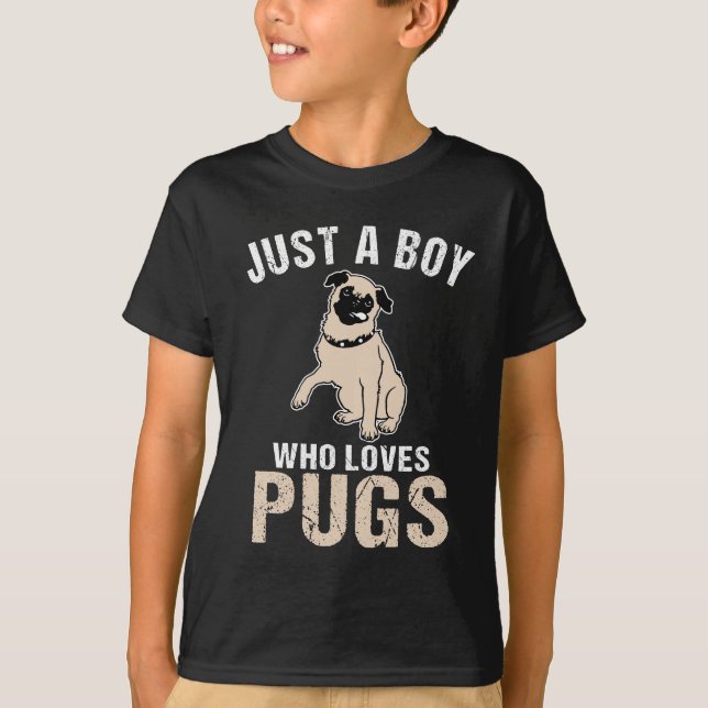 Camiseta Só um garoto que ama Pugs (Frente)