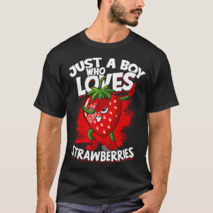Camiseta Só Um Menino Que Adora Frutas De Morangos Ruas De