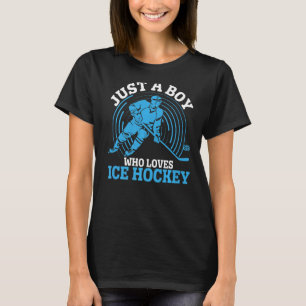 Camiseta Só Um Menino Que Adora Roupa De Hóquei No Gelo Par