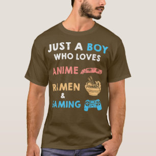 Camiseta Só Um Menino Que Ama Anime Ramen E Gaming Engraçad