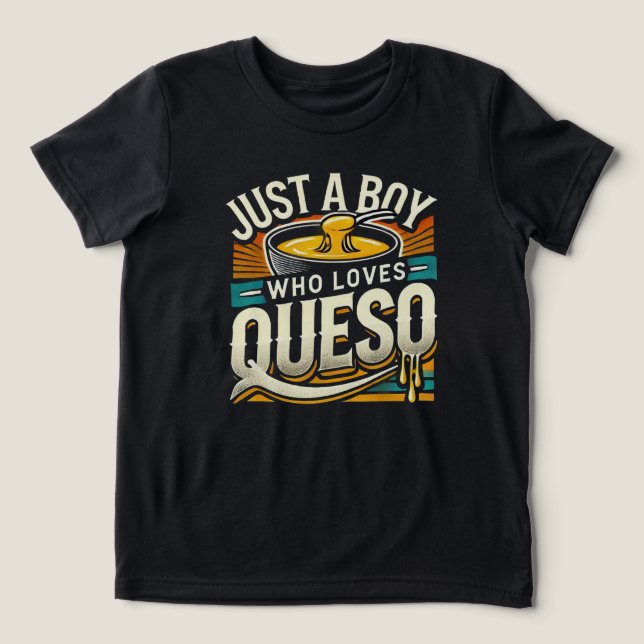 Camiseta Só um menino que ama Queso - queijo divertido (Design frontal)