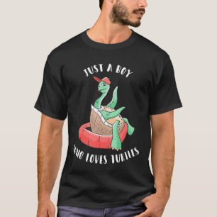 Camiseta Só Um Menino Que Ama Tartaruga Do Mar Para Meninos