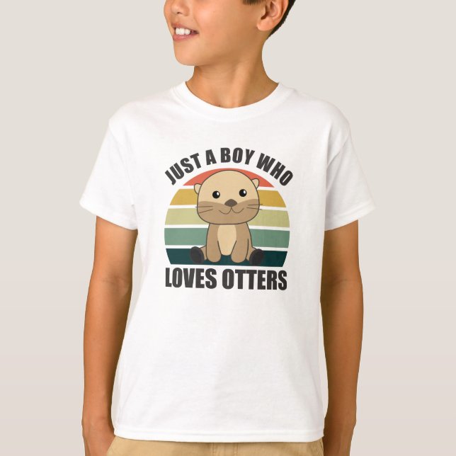 Camiseta Só um rapaz que ama o "otters Loves" (Frente)