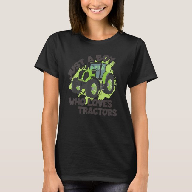 Camiseta Só um rapaz que ama Trators Harvest Farming Barn (Frente)