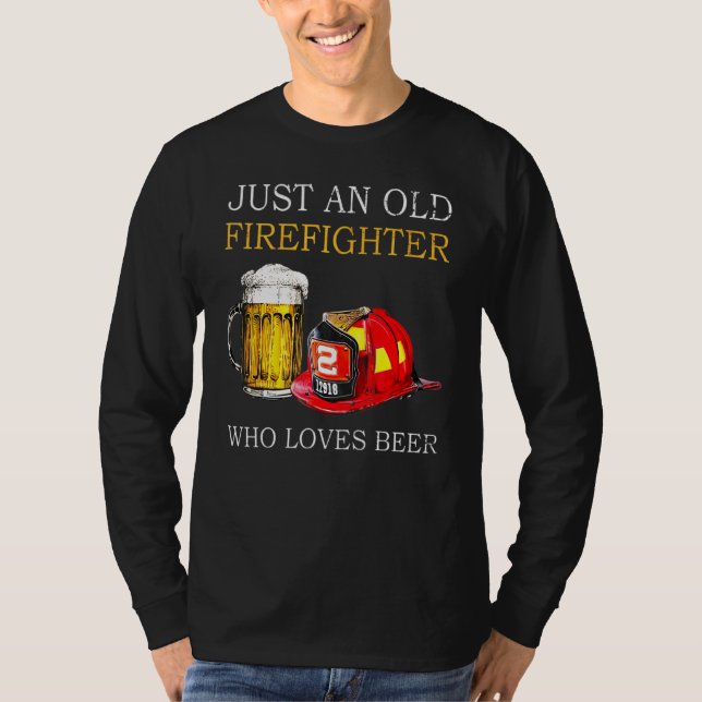 Camiseta Só Um Velho Bombeiro Que Ama Cerveja (Frente)