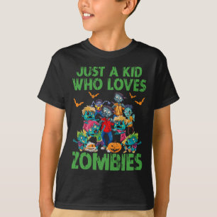 Camiseta Só Uma Criança Que Ama Zombies Halloween Zombie En