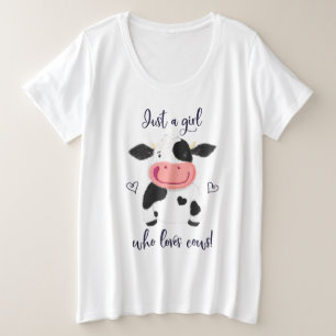 Camiseta Só Uma Garota Que Adora Vacas! Corações E Holstein