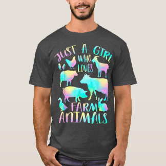 Camiseta Só uma garota que ama animais de fazenda - porcos-