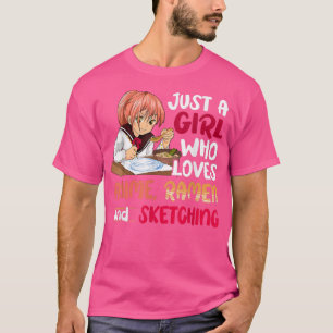 Camiseta Só uma garota que ama anime Ramen desenhando japon