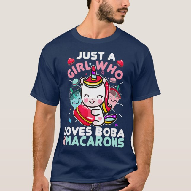 Camiseta Só uma garota que ama Boba e Macarons Cute (Frente)