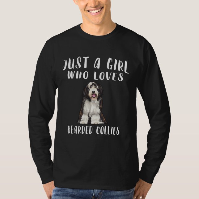 Camiseta Só uma garota que ama cachorro Bearded Collies (Frente)