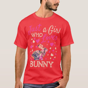 Camiseta Só uma garota que ama coelho engraçado, coelho esq
