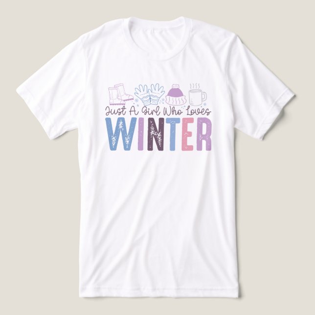 Camiseta Só uma garota que ama Design de sazonal de inverno (Design frontal)