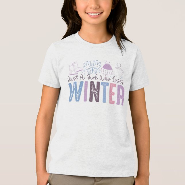 Camiseta Só uma garota que ama Design de sazonal de inverno (Frente)