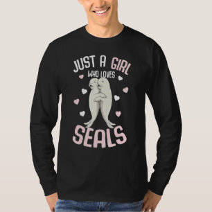 Camiseta Só uma garota que ama focas, crianças de leão do m