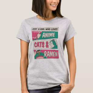 Camiseta Só uma garota que ama gatos, animes e marinheiros