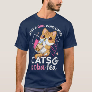 Camiseta Só uma garota que ama gatos e Boba Tea Neko Bubbl