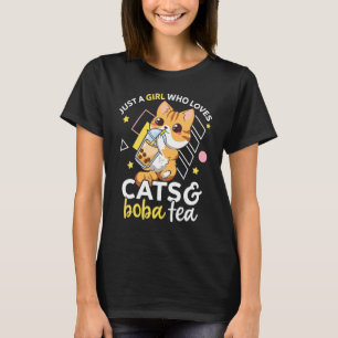 Camiseta Só uma garota que ama gatos e Boba Tea Neko Bubbl