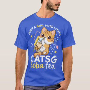 Camiseta Só uma garota que ama gatos e Boba Tea Neko Bubbl