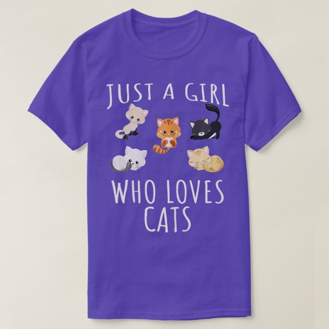 Camiseta Só uma garota que ama Gatos - Gato Engraçado (Frente do Design)