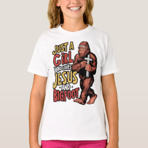 Camiseta Só uma garota que ama Jesus e Sasquatch Pé Grande