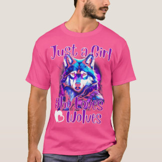Camiseta Só uma garota que ama lobos Design
