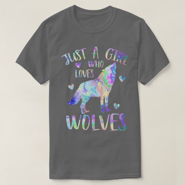 Camiseta Só uma garota que ama Lobos Fofos Fofos e Felizes (Frente do Design)