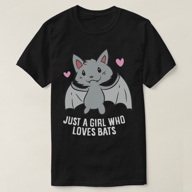 Camiseta Só uma garota que ama morcegos (Frente do Design)