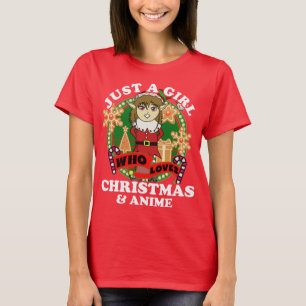 Camiseta Só uma garota que ama o Natal e o Elf de Anime